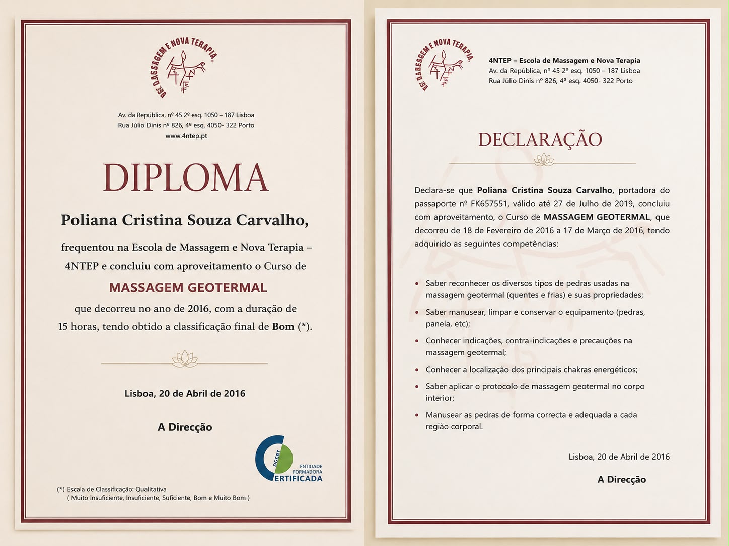 Certificado de formação da Poliana Carvalho