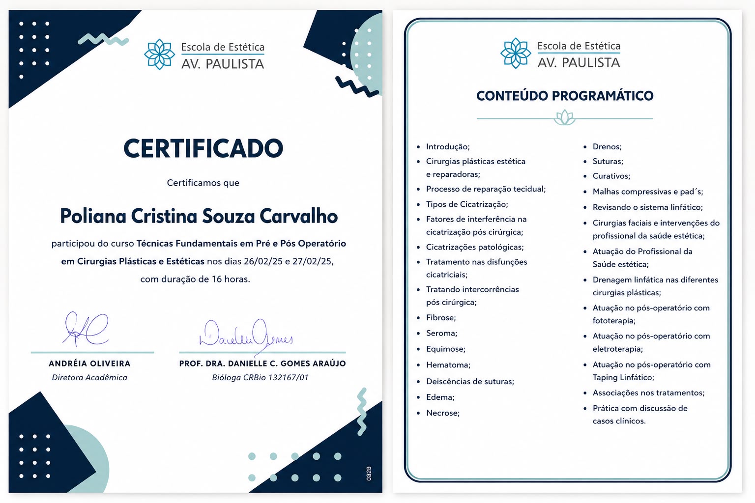 Certificado de especialização da Poliana Carvalho